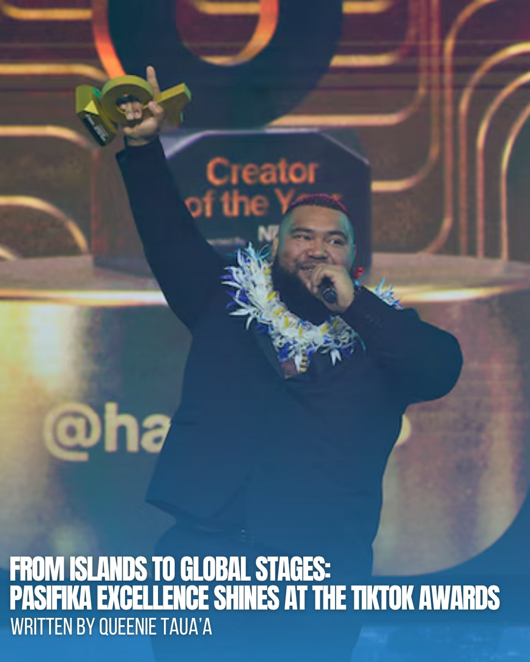 Havea Matangi accepting TikTok Creator of the Year at the 2025 TikTok Awards