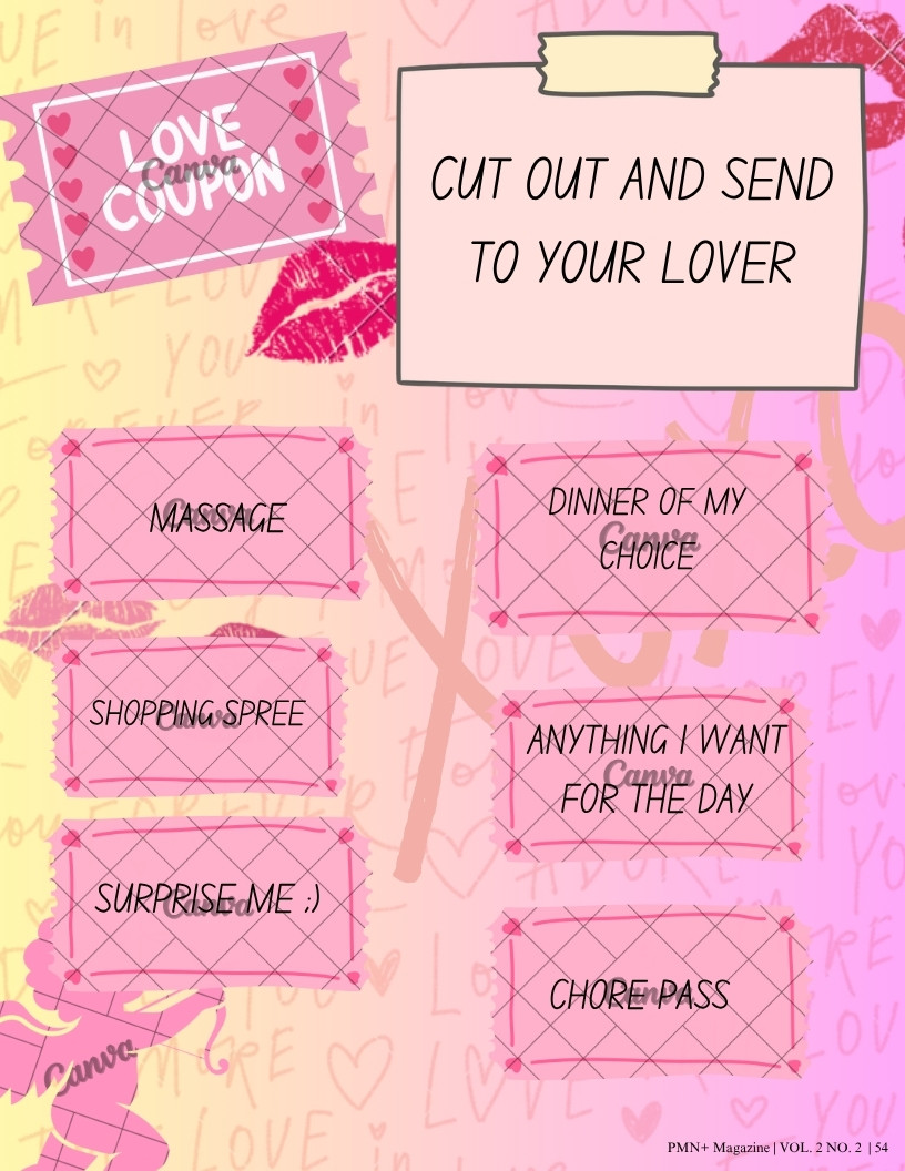 The PMN+ Valentine’s Day cut-out love coupons, February 2025