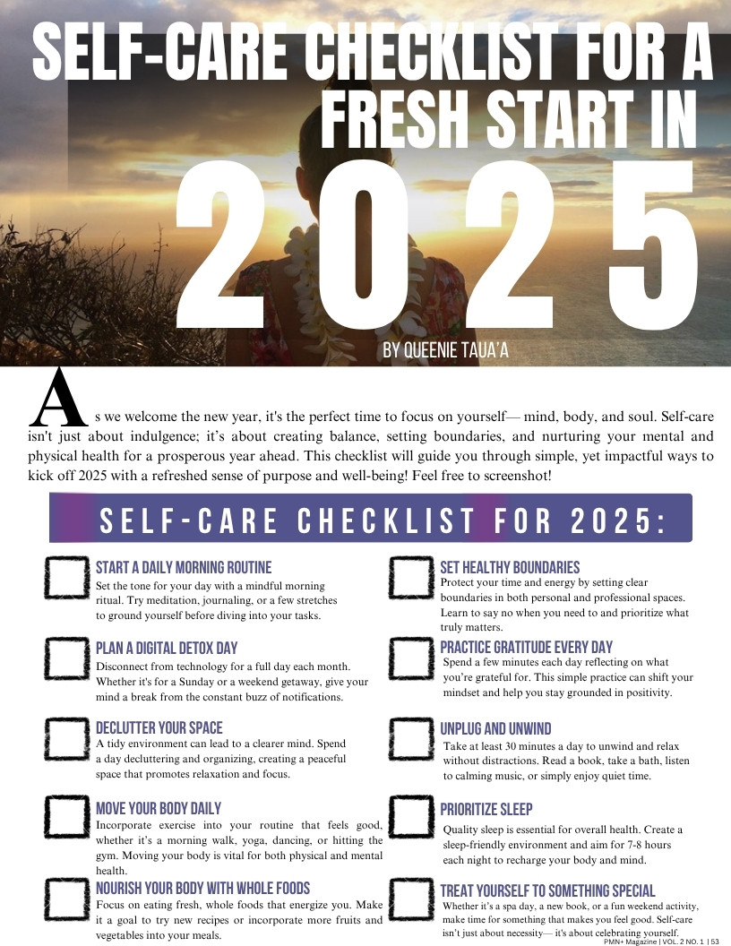 PMN+ self-care checklist for a fresh start in 2025