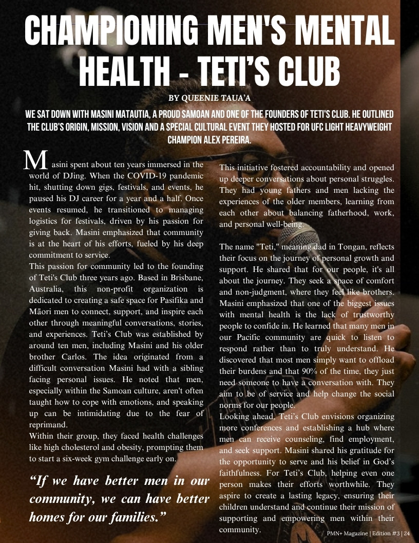 Masini Matautia, co-founder of Teti's Club in Brisbane