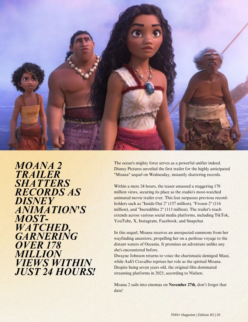 Moana 2, whose first trailer broke Disney Animation records