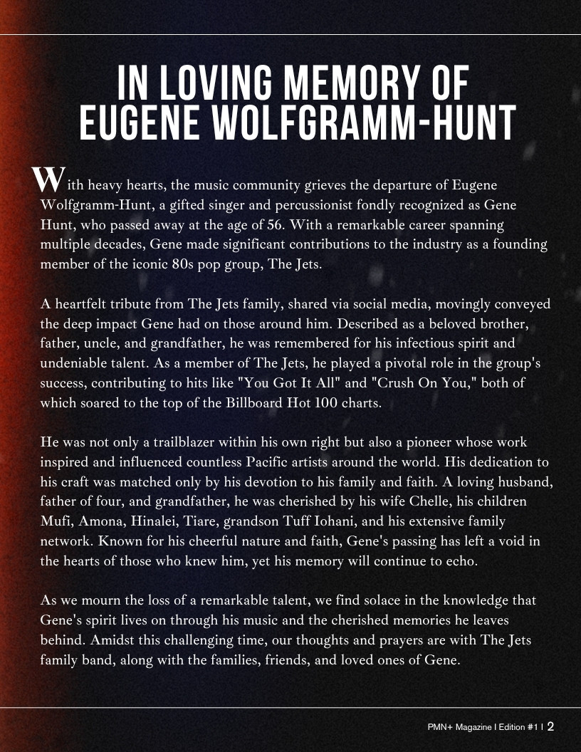 Eugene “Gene Hunt” Wolfgramm-Hunt, founding member of The Jets