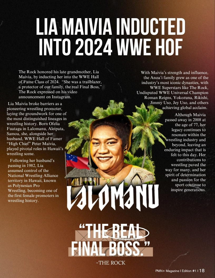 Lia Maivia, inducted into the WWE Hall of Fame Class of 2024