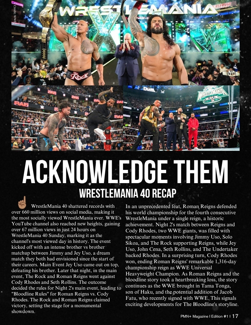 WrestleMania 40, where Cody Rhodes ended Roman Reigns' title reign