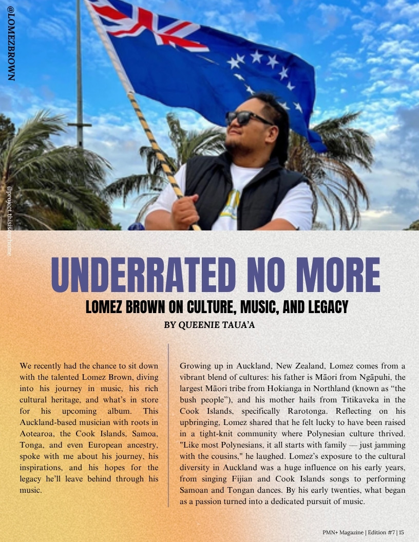 Lomez Brown, Auckland-based musician with Māori and Cook Islands roots