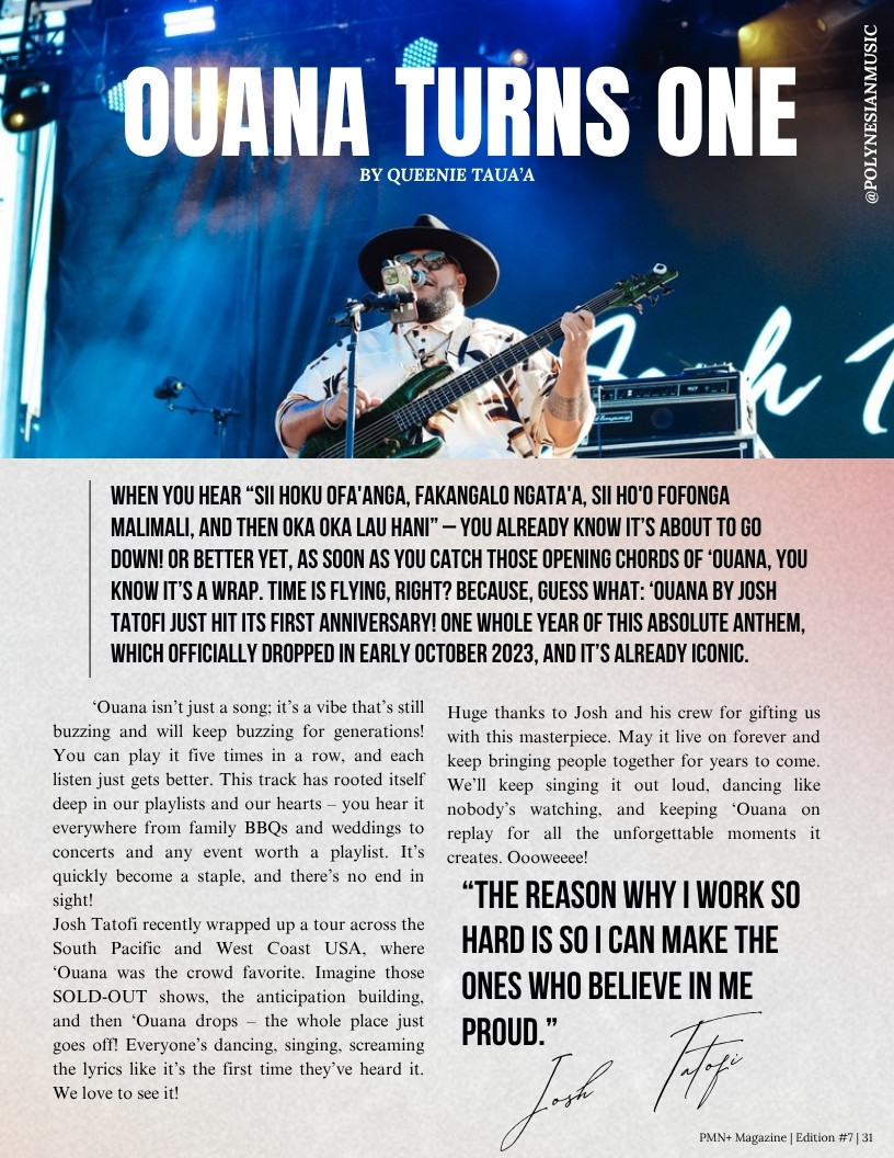 Josh Tatofi performing, one year on from the release of ‘Ouana
