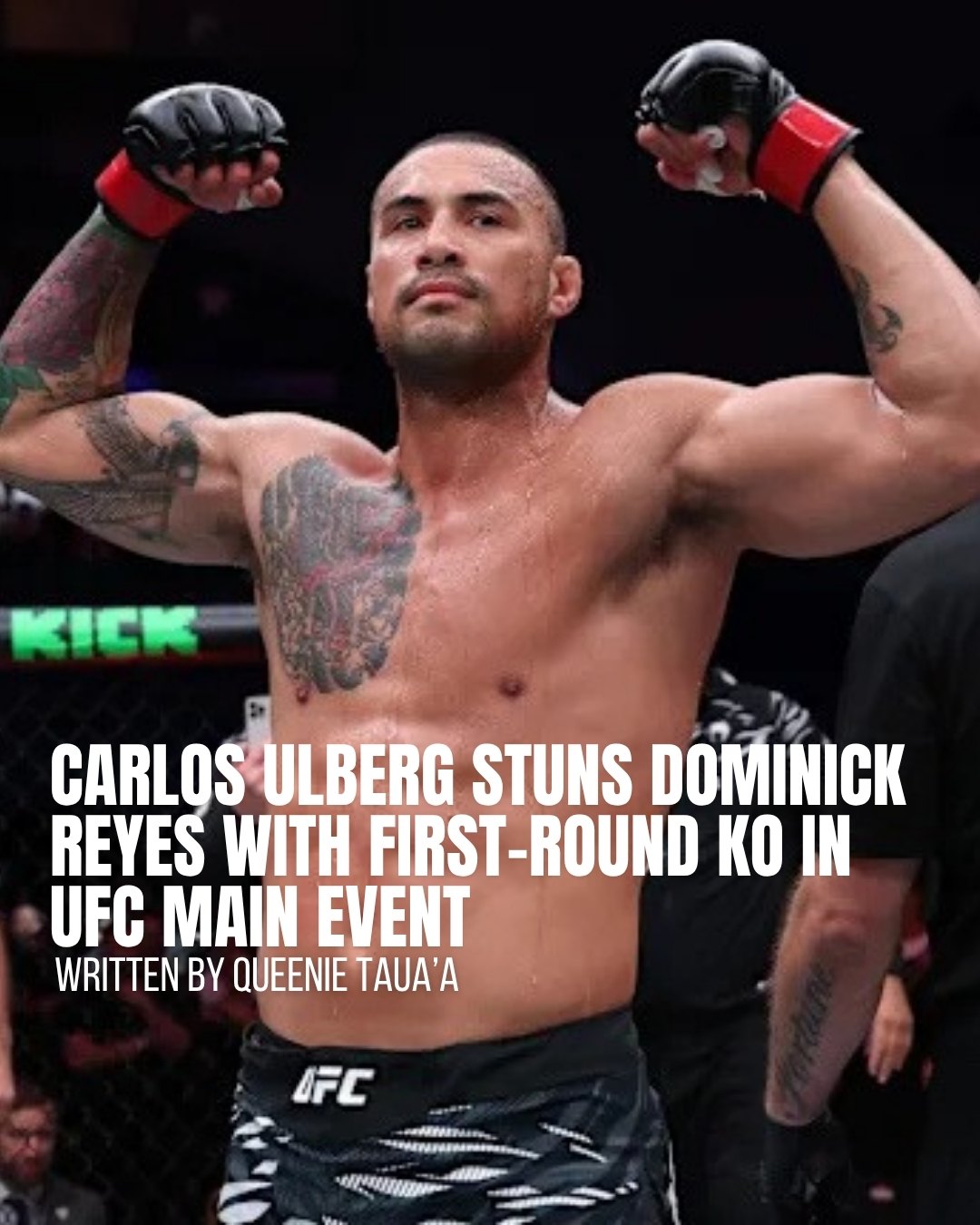 Carlos Ulberg celebrates his first-round knockout at UFC Fight Night 260